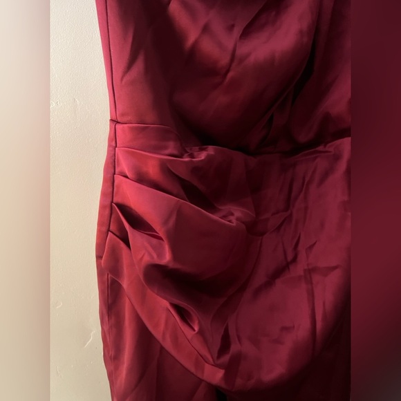 CUPSHE Women's Satin Backless One Shoulder Short Sleeve A-line Dress High Low - Picture 8 of 13